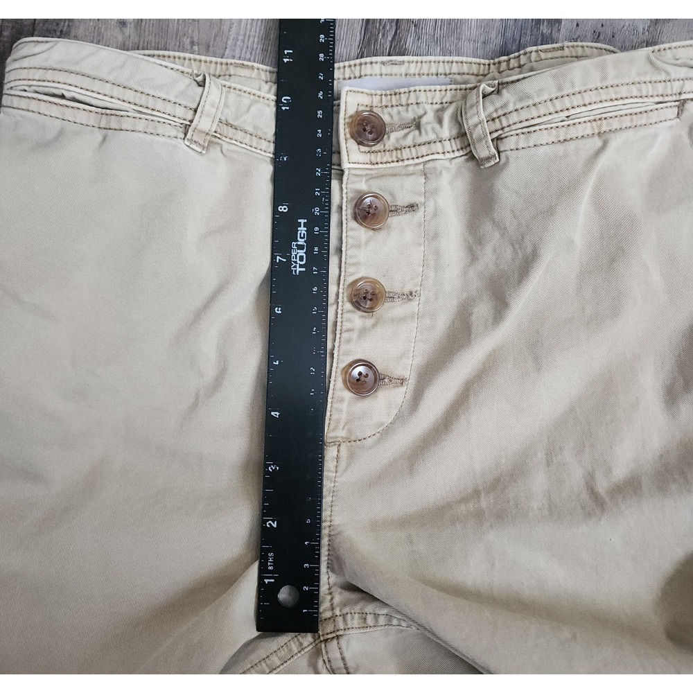 Everlane Wide Leg Crop Pants Women 4 Khaki Tan Button Fly Cotton Twill Mid Rise - Picture 4 of 13